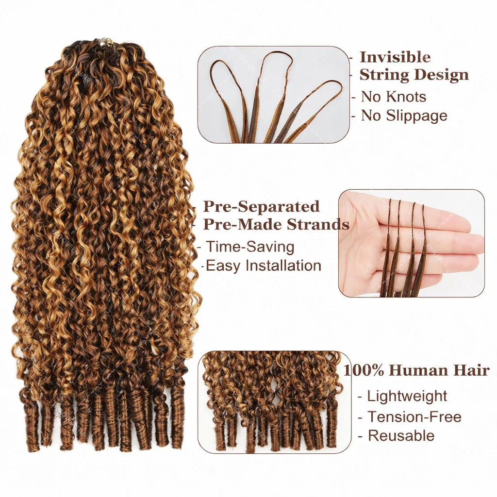 P427 Highlight Burmese Curly F - Feather Hair Extension review and price