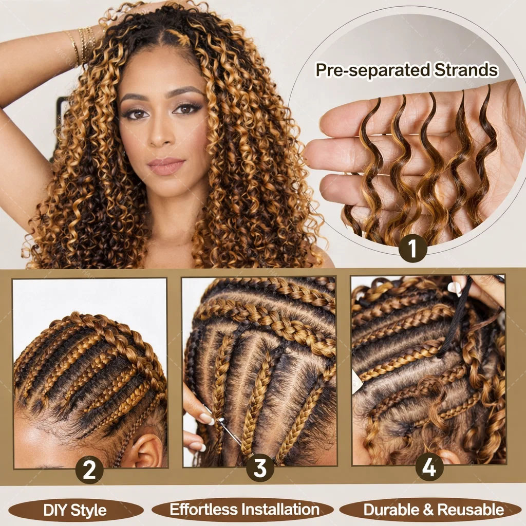 P427 Highlight Burmese Curly F - Feather Hair Extension review and price