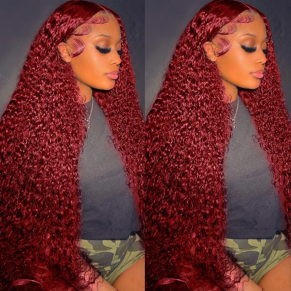 99J Burgundy Colored Deep Wave - Lace Front Wig review and price