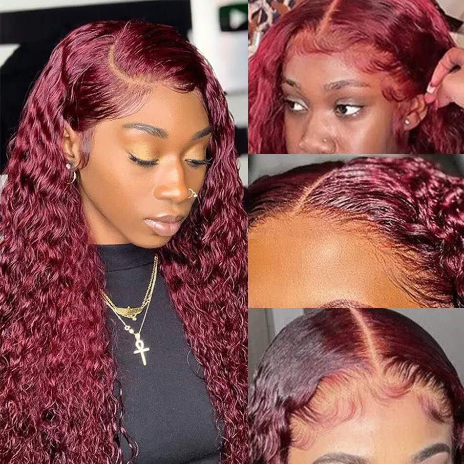 99J Burgundy Colored Deep Wave - Lace Front Wig review and price